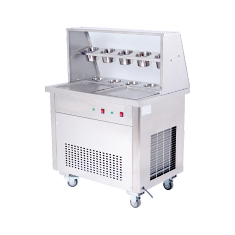 Double Square Commercial Fried Ice Cream Roll Cart Machine with Five Tanks