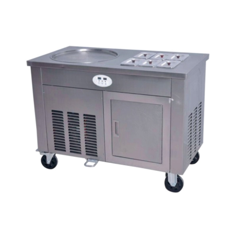 Single Round Commercial Fried Ice Cream Roll Cart Machine with Six Tanks