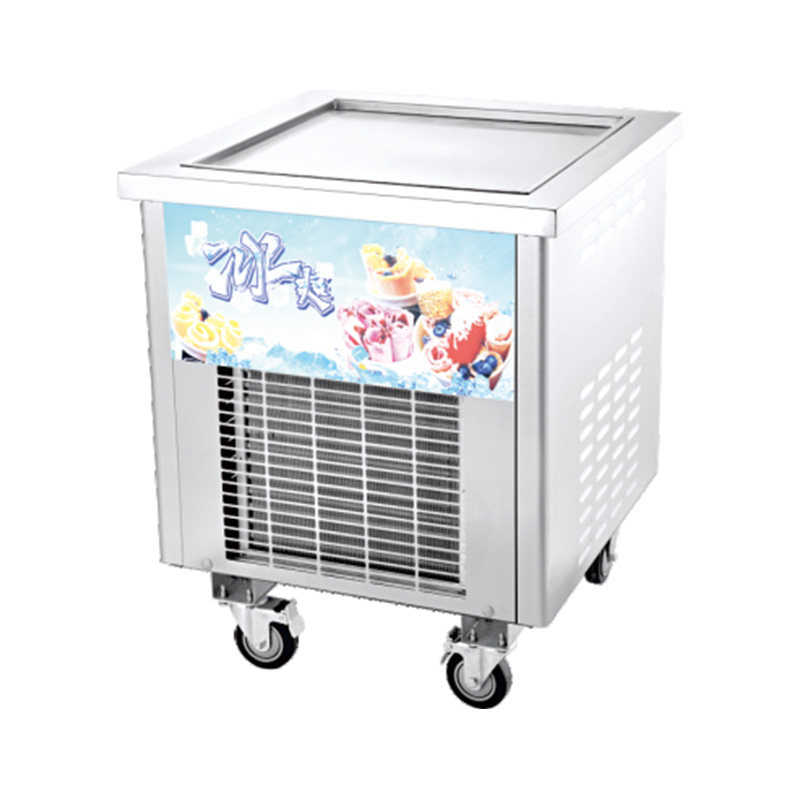 Single Square Commercial Fried Ice Cream Roll Cart Machine for Snack Bar